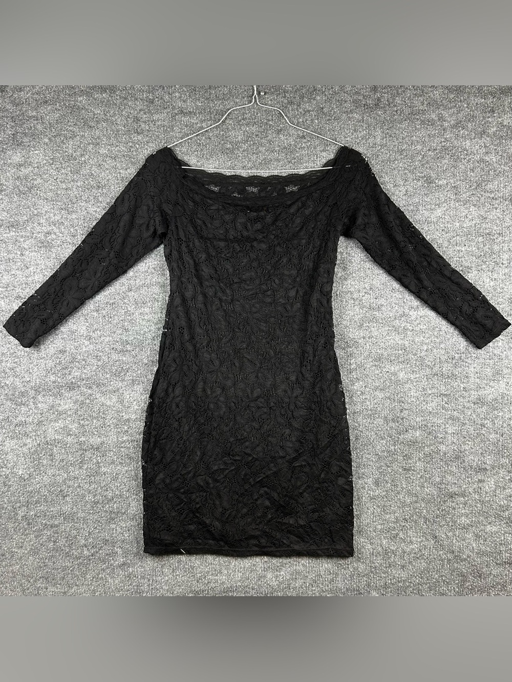 NWT HiQueen Black Floral Lace Off the Shoulder Bodycon Mini Dress Size Large L